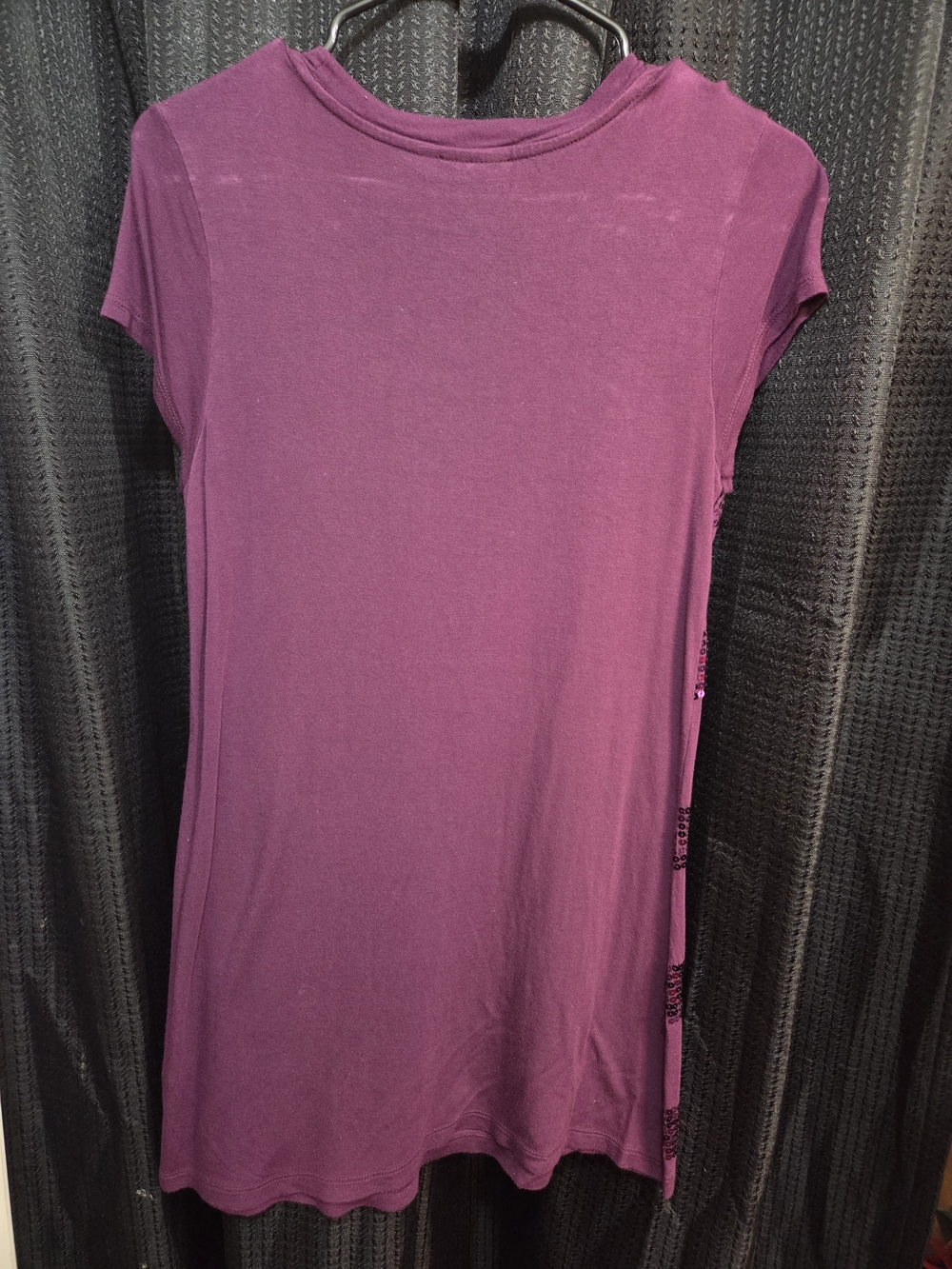 Apt. 9 Purple Short-Sleeve Scoop Neck Top with Sequin Stripes SIZE M - Picture 4 of 4